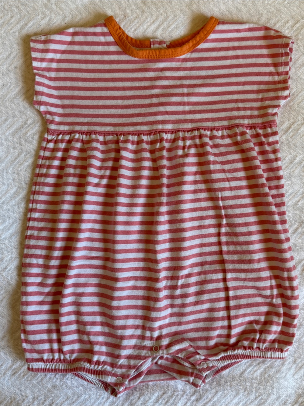 Primary Pink and White Striped Romper
